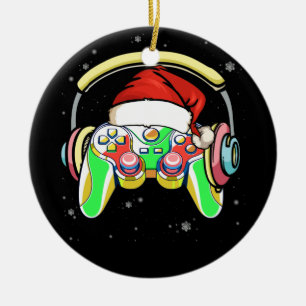 Adorno De Cerámica Christmas Santa Gamer Controller Boys Kids Teens