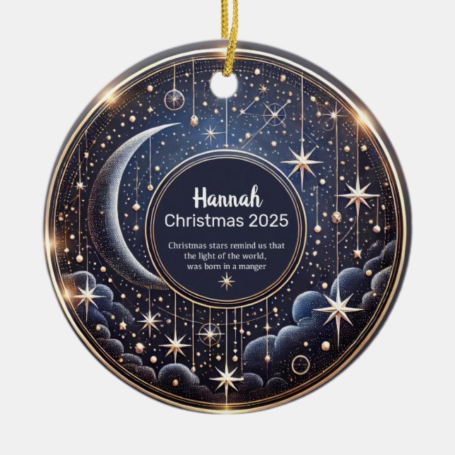 Adorno De Cerámica Christmas Stars Personalized  Ornament  (Frente)