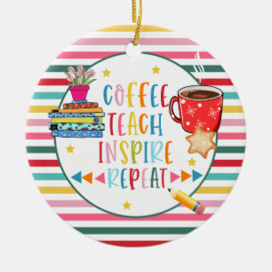 Adorno De Cerámica Christmas teacher coffee teach sanitise covid19