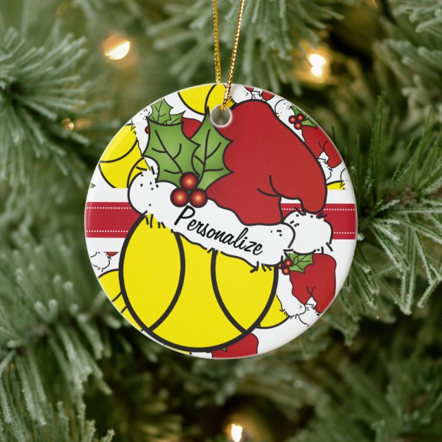 Adorno De Cerámica Christmas Tennis Ball | Personalize (Árbol)