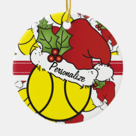 Adorno De Cerámica Christmas Tennis Ball | Personalize