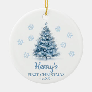 Adorno De Cerámica Christmas Tree Personalized Baby's First Christmas