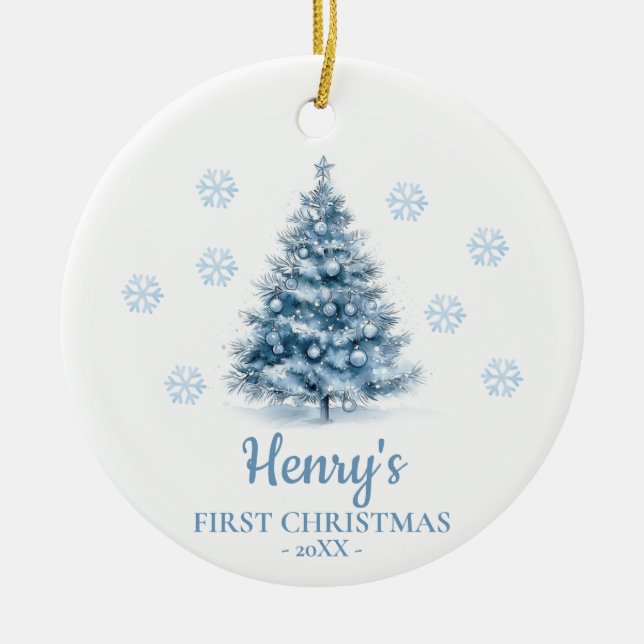 Adorno De Cerámica Christmas Tree Personalized Baby's First Christmas (Frente)