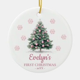 Adorno De Cerámica Christmas Tree Personalized Girl's First Christmas
