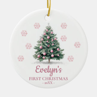 Adorno De Cerámica Christmas Tree Personalized Girl's First Christmas