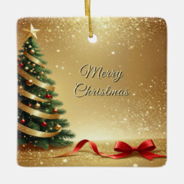 Adorno De Cerámica Christmas Tree Ribbons Holiday Ornament