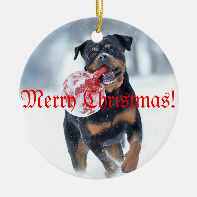 Adorno De Cerámica Christmas tree Rottweiler (Frente)