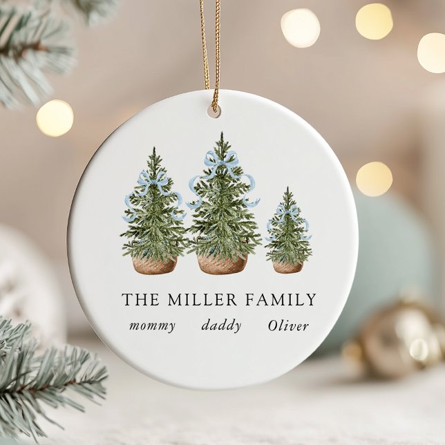 Adorno De Cerámica Christmas Trees Bow Blue (Subido por el creador)