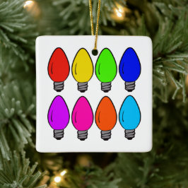 Adorno De Cerámica Christmas Vintage Lightbulbs Ceramic Ornament