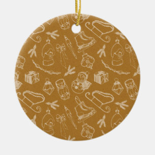 Adorno De Cerámica christmas vintage tiza juguetes dibujados a mano