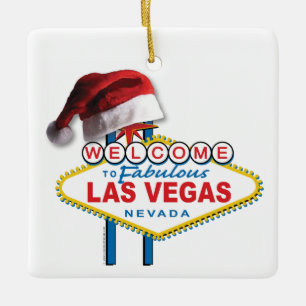 Adorno De Cerámica Christmas Welcome to Las Vegas Sign
