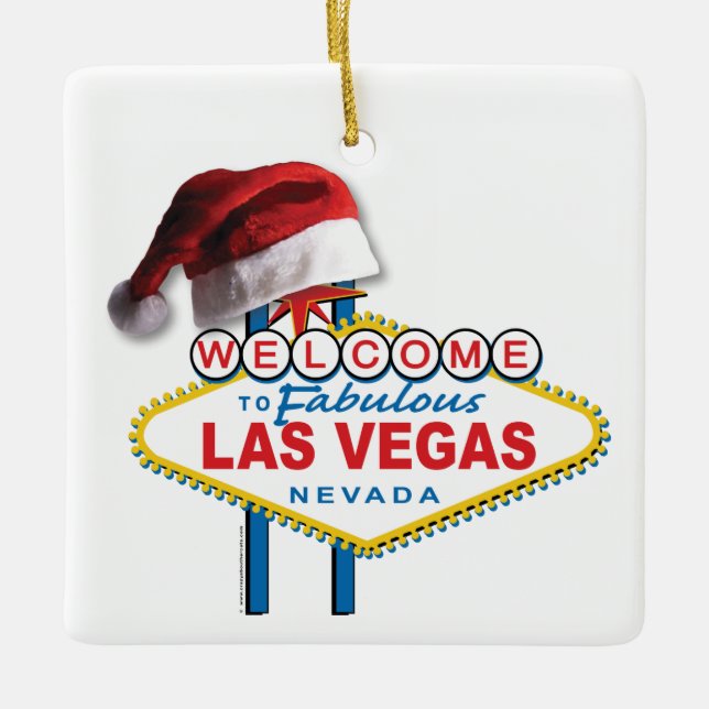 Adorno De Cerámica Christmas Welcome to Las Vegas Sign (Anverso)