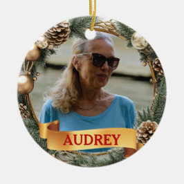 Adorno De Cerámica Christmas Wreath ANY Photo Tree Ornament