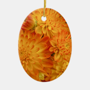 Adorno De Cerámica Chrysanthemum, Naranja de incendios