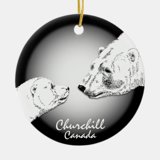 Adorno De Cerámica Churchill Canada Ornament Polar Bear Art Keepsake (Frente)