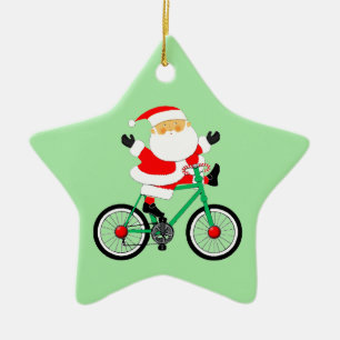 Adorno De Cerámica Ciclista Navidad en bicicleta