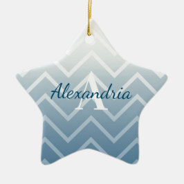 Adorno De Cerámica Cielo Azul Chevron Blanco