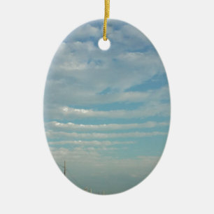 Adorno De Cerámica cielo azul con nubes onduladas