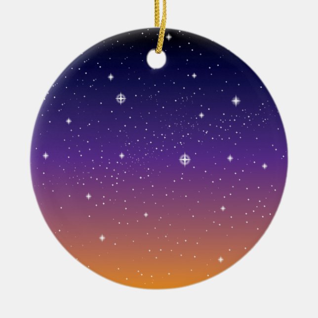 Adorno De Cerámica Cielo de estrellas morado y dorado (Frente)