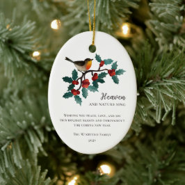 Adorno De Cerámica Cielo y naturaleza cantan pájaro sobre Navidades h