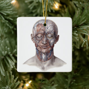 Adorno De Cerámica Ciencia de anatomía humana antigua, cabeza gargant