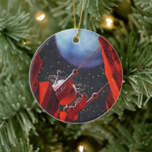 Adorno De Cerámica Ciencia ficción vintage, rover espacial del cañón 