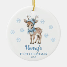 Adorno De Cerámica Ciervo Bebé Primera Navidad Personalizada del Bebé