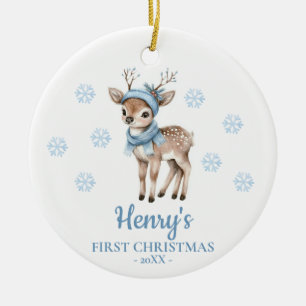 Adorno De Cerámica Ciervo Bebé Primera Navidad Personalizada del Bebé