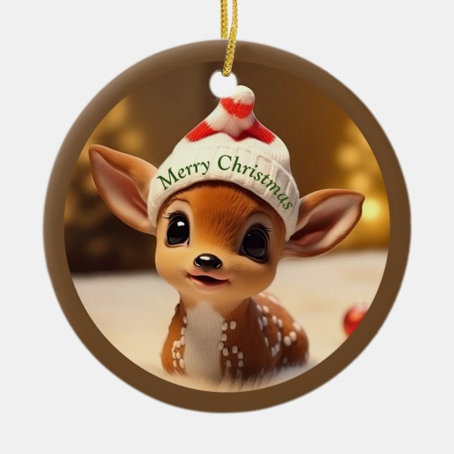 Adorno De Cerámica Ciervo de Navidad (Frente)