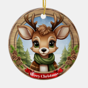 Adorno De Cerámica Ciervo Personaje Navidad Reno Animal Navidad Cer