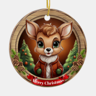 Adorno De Cerámica Ciervo Personaje Navidad Reno Animal Navidad Cer