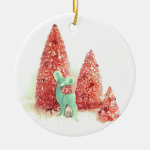 Adorno De Cerámica Ciervo Retro de Navidad