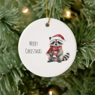 Adorno De Cerámica Ciervo Santa Gorro Navidad