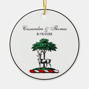 Adorno De Cerámica Ciervo Venado junto a un Árbol Emblema del Crest H