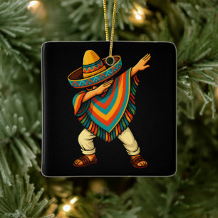 Adorno De Cerámica Cinco de Mayo Dabbing mexicano Poncho