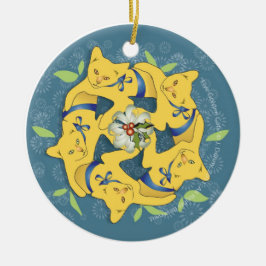 Adorno De Cerámica Cinco gatos de oro…