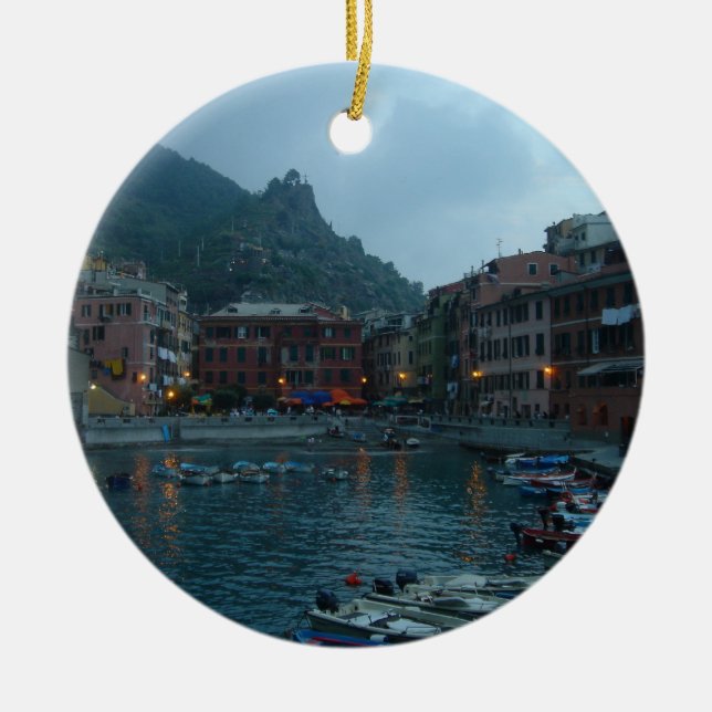 Adorno De Cerámica Cinque Terre en la oscuridad (Frente)