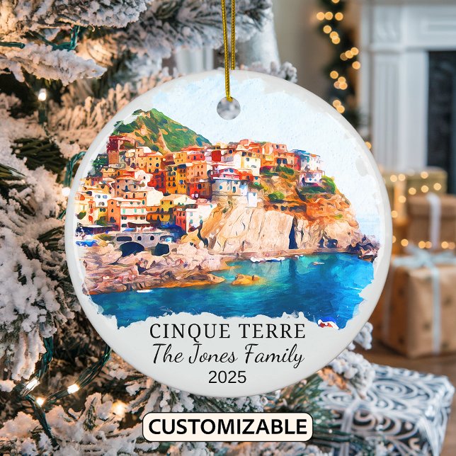 Adorno De Cerámica Cinque Terre personalizado, regalo de Italia (Subido por el creador)