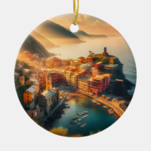 Adorno De Cerámica Cinque Terre Playa Italia Vintage Europa Viaje