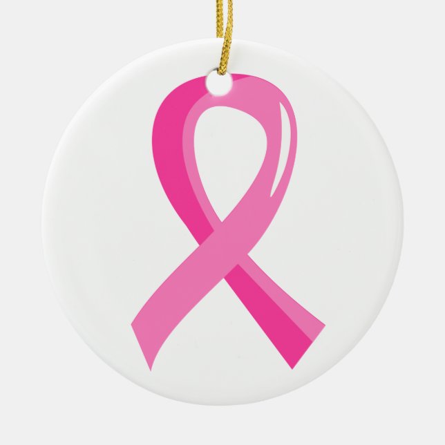 Adorno De Cerámica Cinta 3 del rosa del cáncer de pecho (Frente)