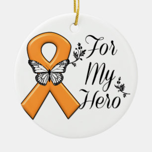 Adorno De Cerámica Cinta anaranjada de la conciencia para mi héroe