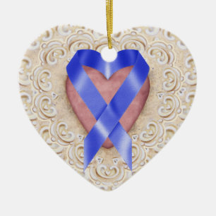Adorno De Cerámica Cinta Azul Marino para el Cáncer de Colon del Cora