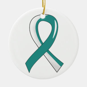 Adorno De Cerámica Cinta blanca verde azulada 3 del cáncer de cuello