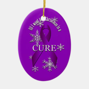 Adorno De Cerámica Cinta de conciencia púrpura Navidades curan la nie