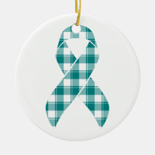 Adorno De Cerámica Cinta de Cuadros de Conciencia del Cáncer de Cuell