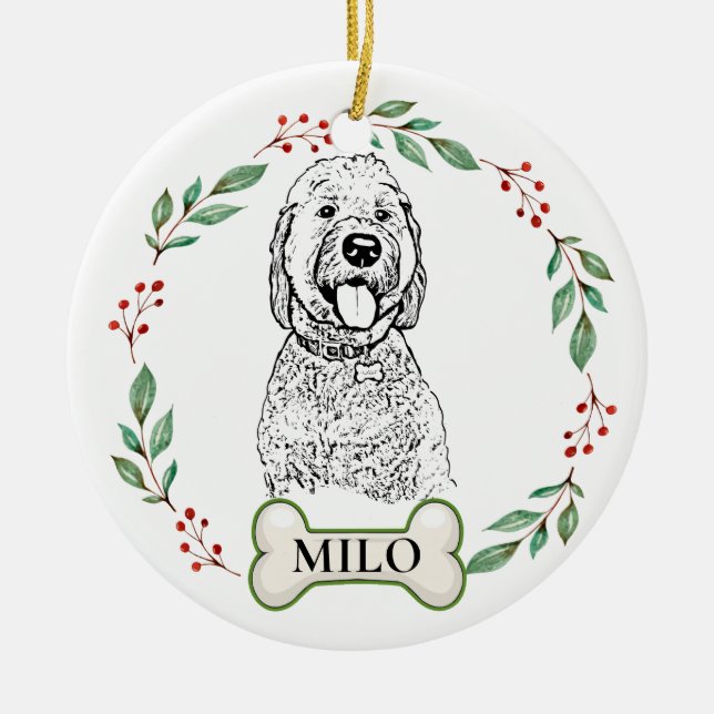 Adorno De Cerámica Cinta de dibujo manual personalizada para perro Go (Frente)