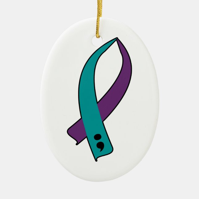 Adorno De Cerámica Cinta de la conciencia del suicidio (Frente)