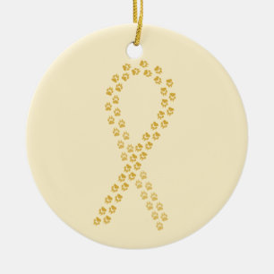 Adorno De Cerámica Cinta de Pawprint del oro