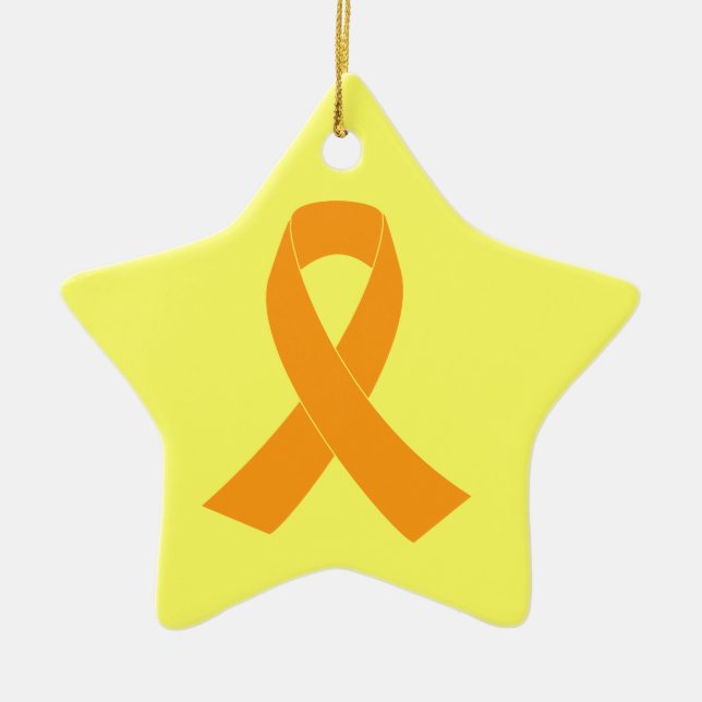 Adorno De Cerámica Cinta de sensibilización del Naranja - Leucemia, E (Frente)