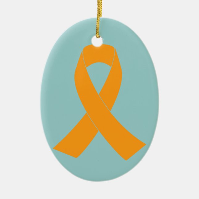 Adorno De Cerámica Cinta de sensibilización del Naranja - Leucemia, E (Frente)